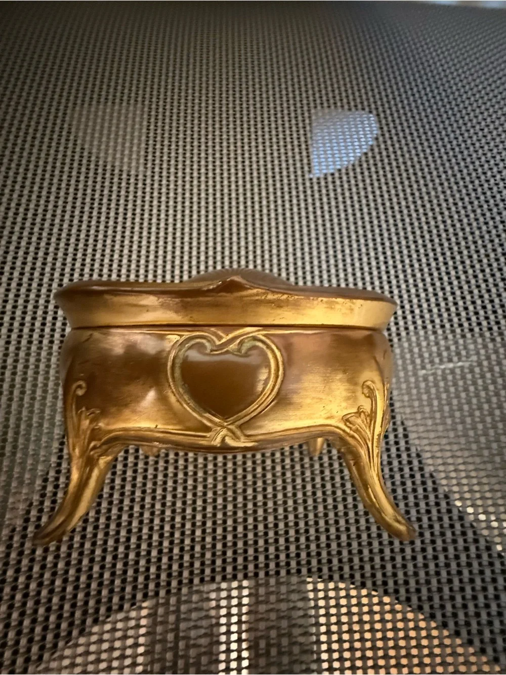 Ornate Gold-Tone Decorative Jewelry Box - Vintage